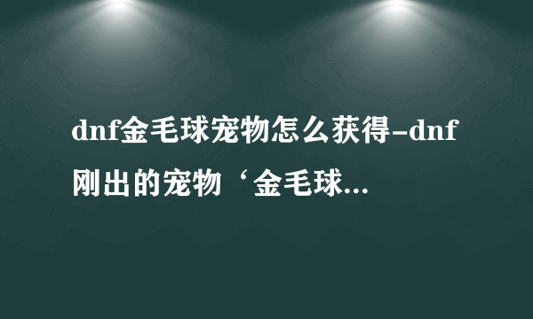 dnf金毛球宠物怎么获得-dnf刚出的宠物‘金毛球’长什么样？