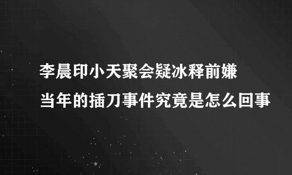 李晨印小天聚会疑冰释前嫌 当年的插刀事件究竟是怎么回事