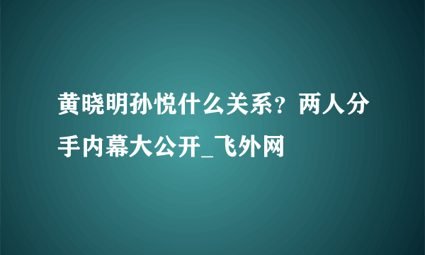 黄晓明孙悦什么关系？两人分手内幕大公开_飞外网