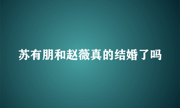 苏有朋和赵薇真的结婚了吗