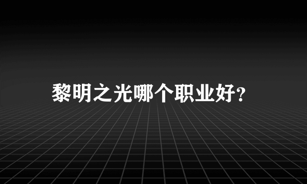 黎明之光哪个职业好？