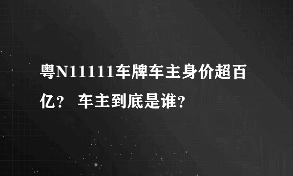 粤N11111车牌车主身价超百亿？ 车主到底是谁？