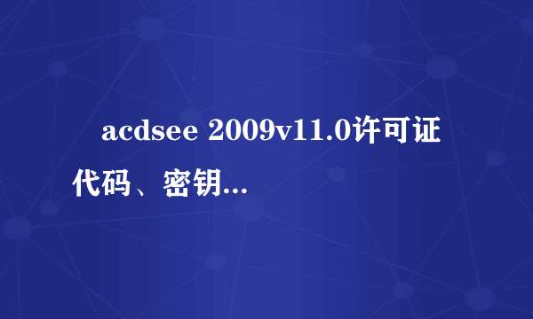 ​acdsee 2009v11.0许可证代码、密钥使用方法