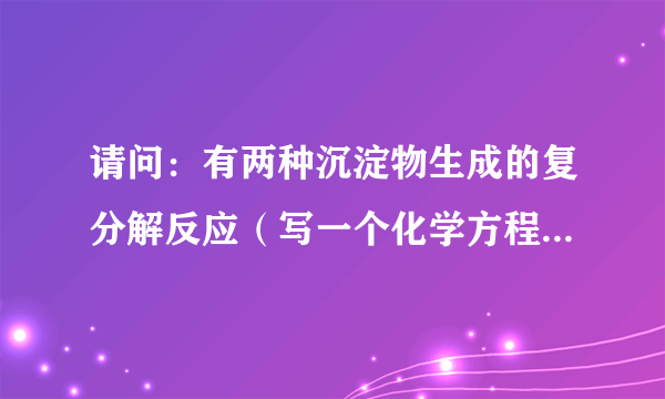 请问：有两种沉淀物生成的复分解反应（写一个化学方程式） 先答先采纳