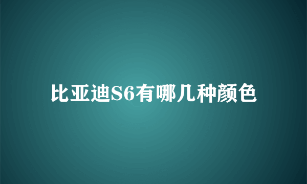 比亚迪S6有哪几种颜色