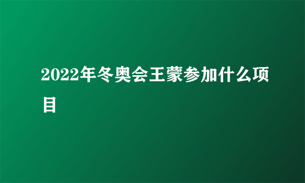 2022年冬奥会王蒙参加什么项目