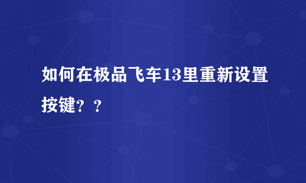 如何在极品飞车13里重新设置按键？？