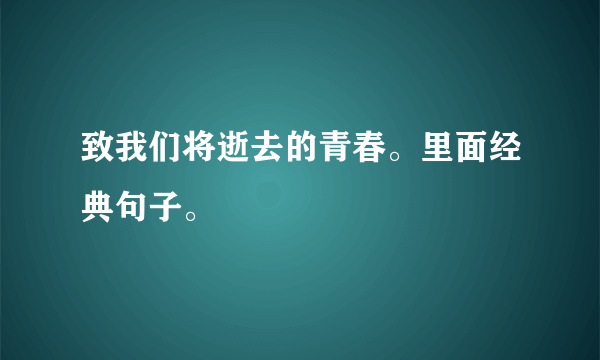 致我们将逝去的青春。里面经典句子。