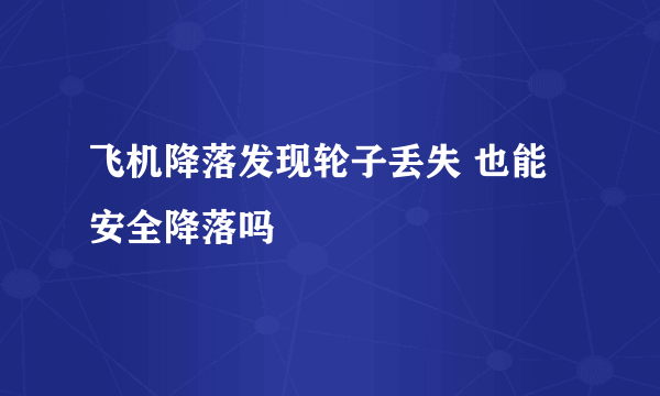 飞机降落发现轮子丢失 也能安全降落吗