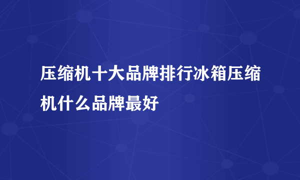 压缩机十大品牌排行冰箱压缩机什么品牌最好