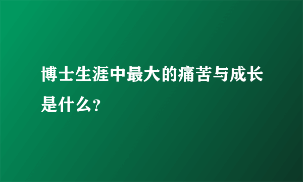 博士生涯中最大的痛苦与成长是什么？