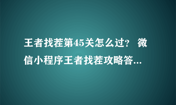 王者找茬第45关怎么过？ 微信小程序王者找茬攻略答案第45关