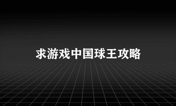 求游戏中国球王攻略