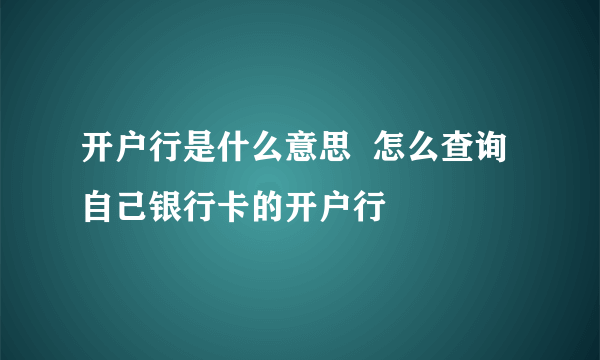 开户行是什么意思  怎么查询自己银行卡的开户行