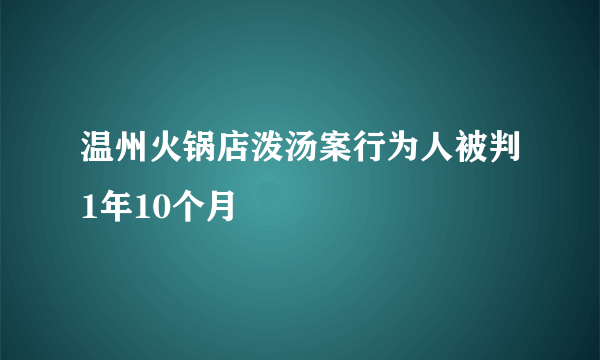 温州火锅店泼汤案行为人被判1年10个月