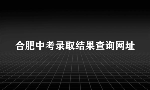 合肥中考录取结果查询网址