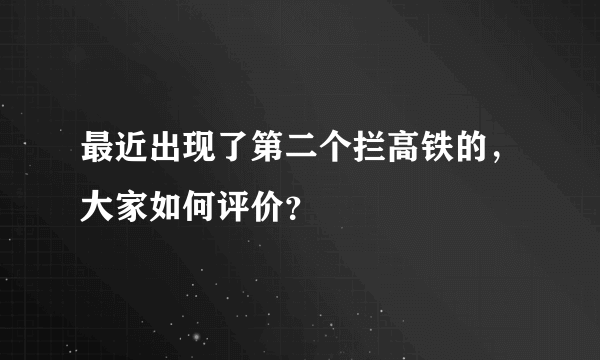 最近出现了第二个拦高铁的，大家如何评价？