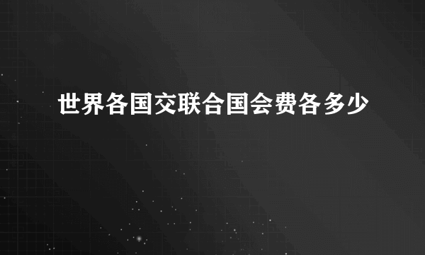 世界各国交联合国会费各多少