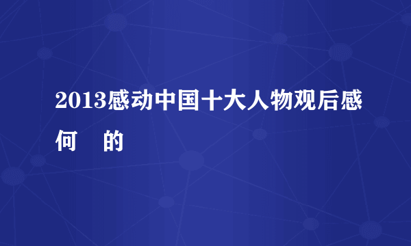 2013感动中国十大人物观后感何玥的