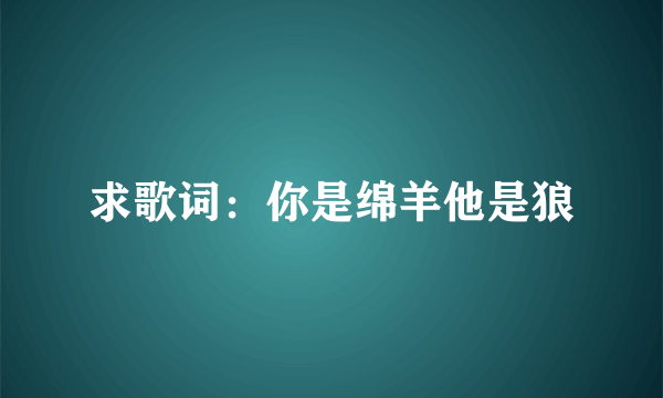 求歌词：你是绵羊他是狼