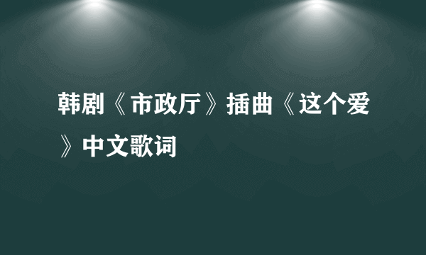 韩剧《市政厅》插曲《这个爱》中文歌词