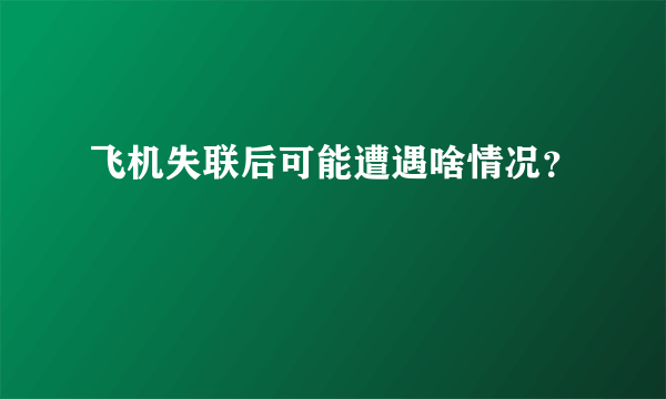 飞机失联后可能遭遇啥情况？