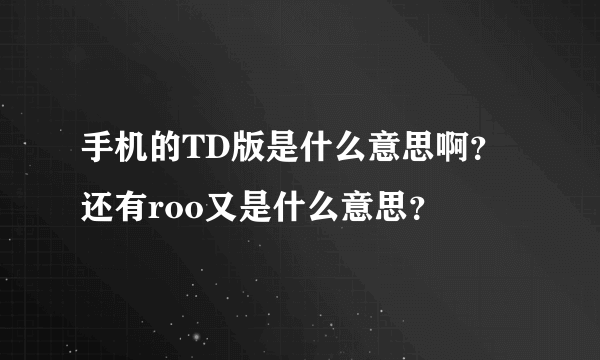 手机的TD版是什么意思啊？还有roo又是什么意思？