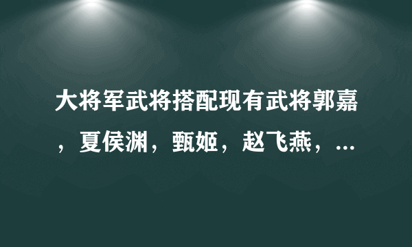 大将军武将搭配现有武将郭嘉，夏侯渊，甄姬，赵飞燕，萧何武将应该怎么搭配？