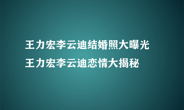 王力宏李云迪结婚照大曝光 王力宏李云迪恋情大揭秘