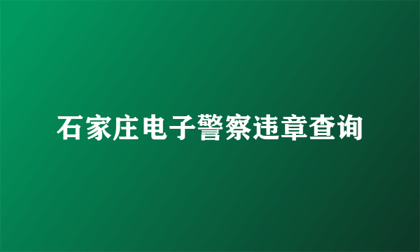 石家庄电子警察违章查询