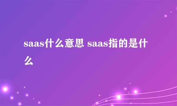 saas什么意思 saas指的是什么