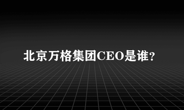 北京万格集团CEO是谁？