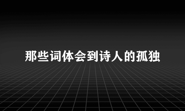 那些词体会到诗人的孤独