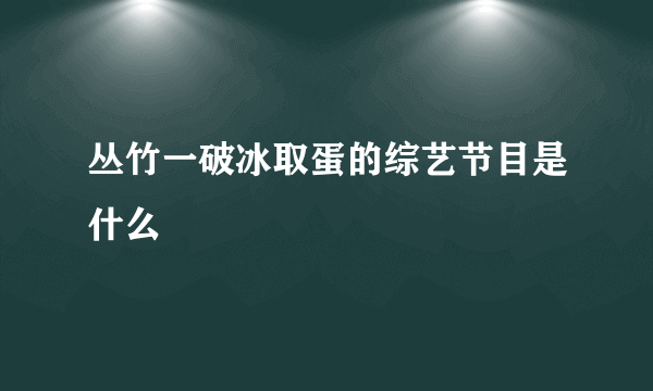 丛竹一破冰取蛋的综艺节目是什么