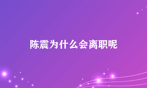 陈震为什么会离职呢