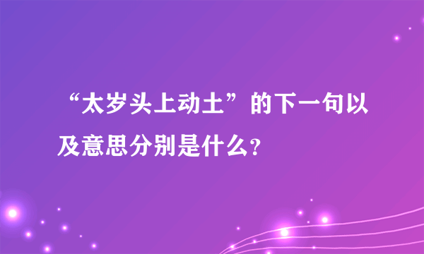 “太岁头上动土”的下一句以及意思分别是什么？