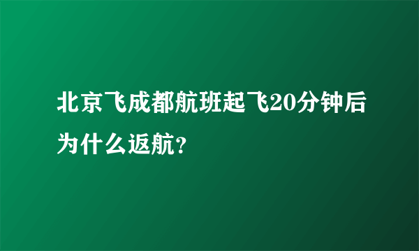 北京飞成都航班起飞20分钟后为什么返航？