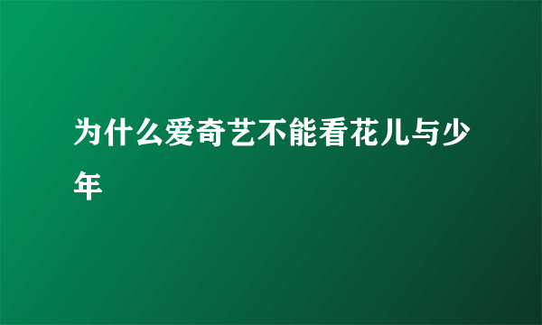 为什么爱奇艺不能看花儿与少年