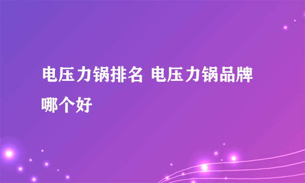 电压力锅排名 电压力锅品牌哪个好