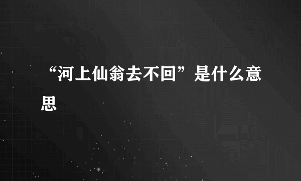 “河上仙翁去不回”是什么意思﹖