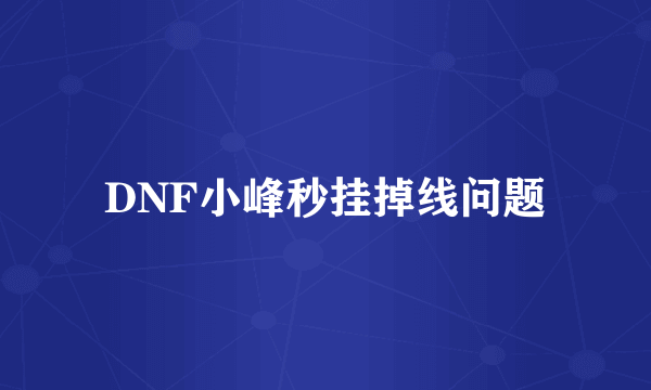 DNF小峰秒挂掉线问题