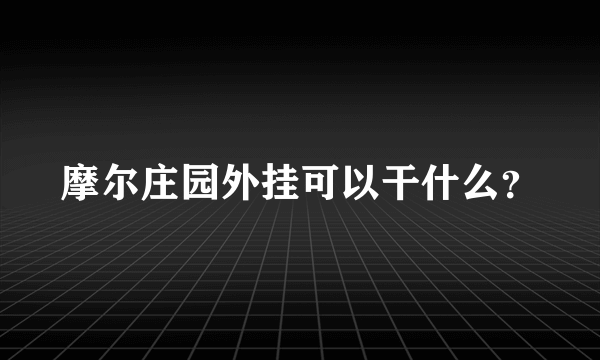 摩尔庄园外挂可以干什么？