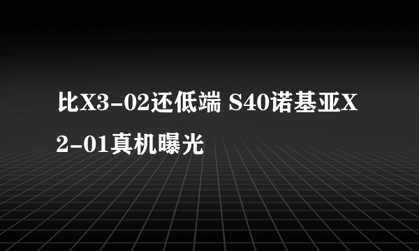 比X3-02还低端 S40诺基亚X2-01真机曝光