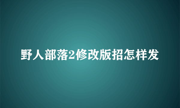 野人部落2修改版招怎样发