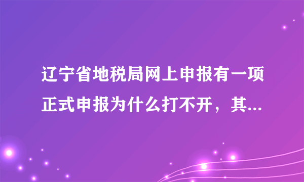 辽宁省地税局网上申报有一项正式申报为什么打不开，其他项都能打开