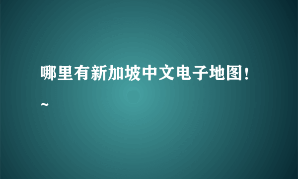 哪里有新加坡中文电子地图！~