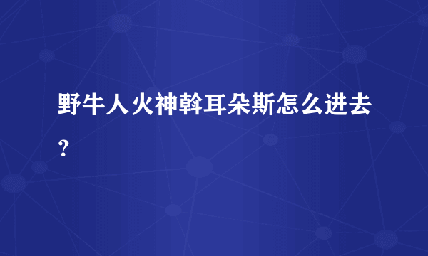 野牛人火神斡耳朵斯怎么进去？