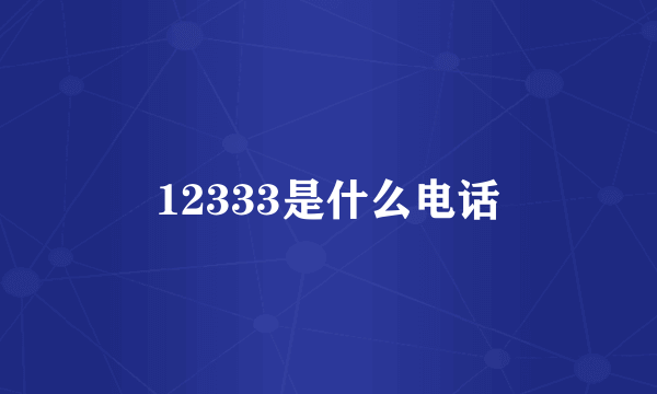 12333是什么电话