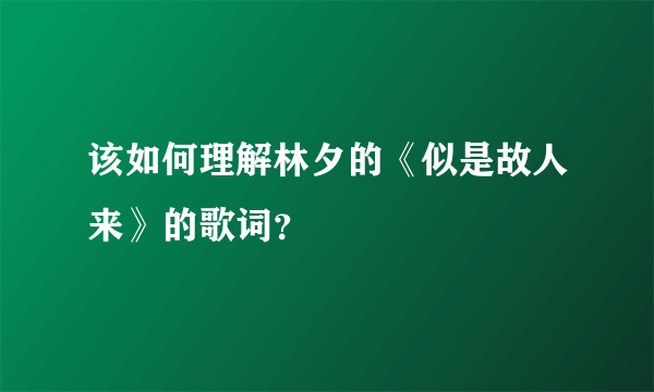 该如何理解林夕的《似是故人来》的歌词？