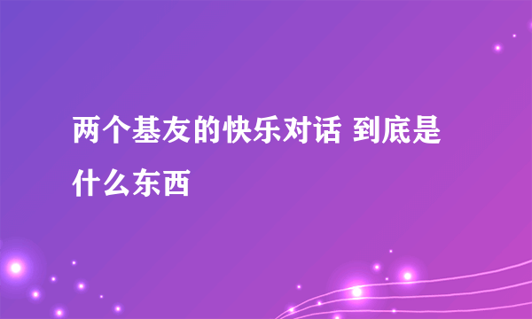 两个基友的快乐对话 到底是什么东西